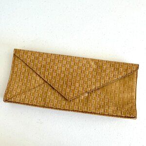 Lulu Townsend Tan Woven Pattern Envelope Clutch